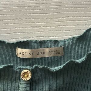 Women's Teal Ribbed Blouse